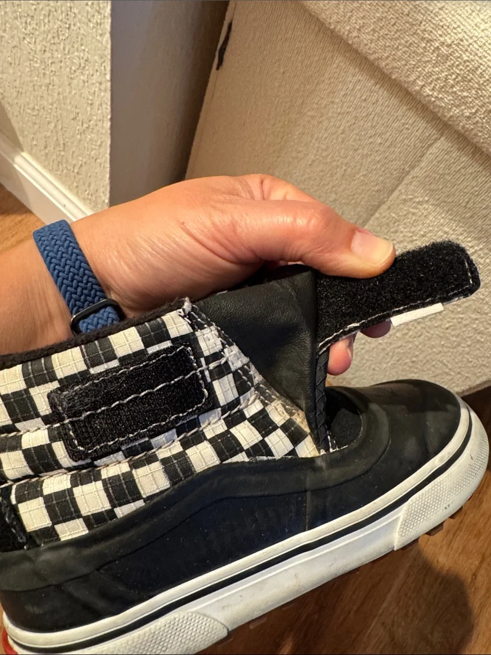 Kids Black & White Check Vans Slip-On Rain boots